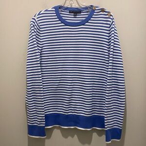 Brooks Brothers Blue and White Striped Crewneck Sweater Women’s Size XL EUC